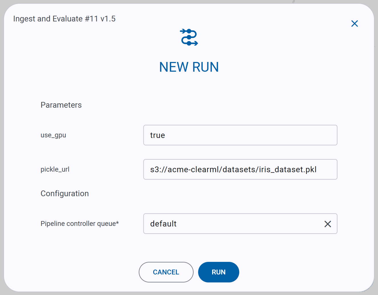 Pipeline params UI