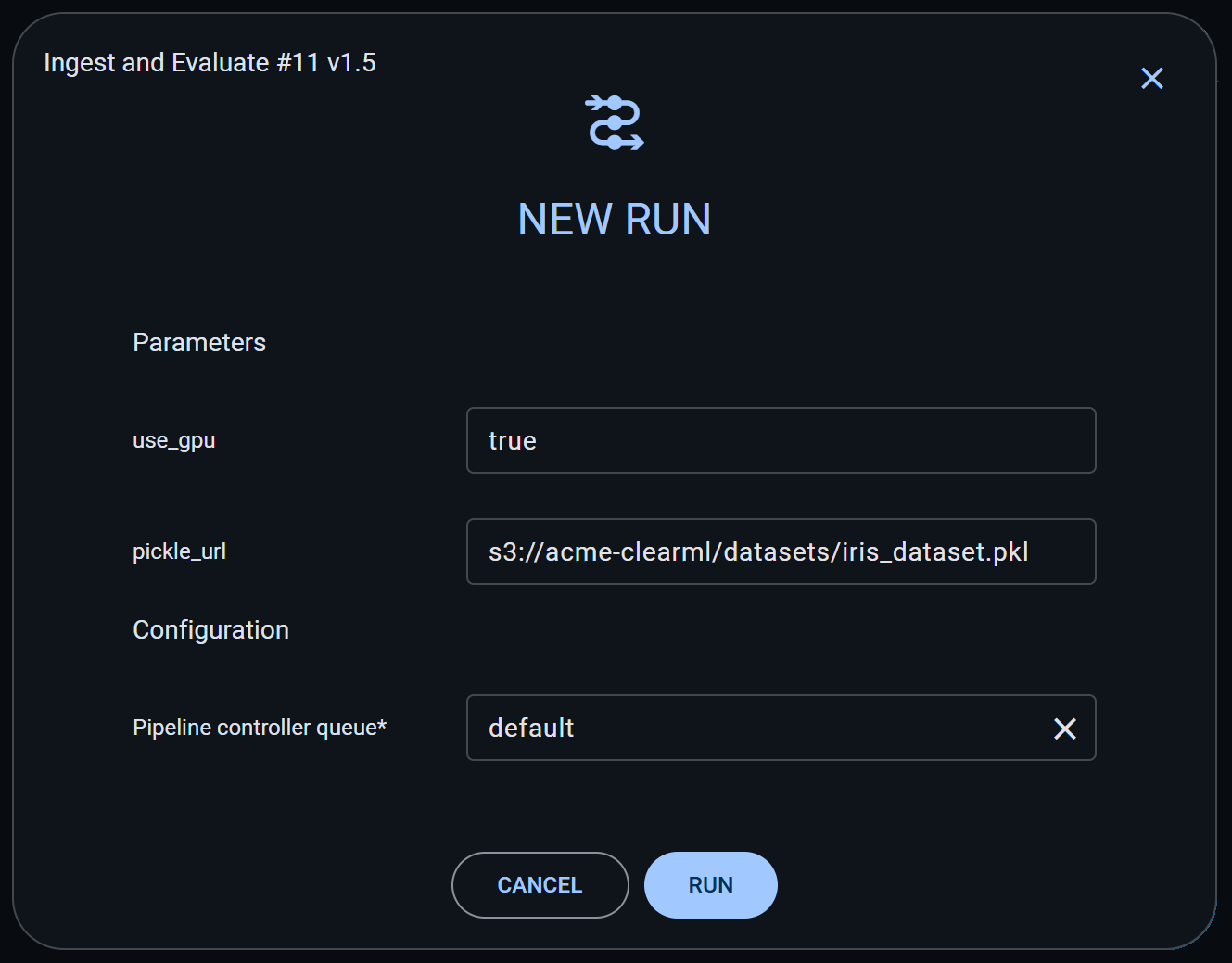 Pipeline params UI