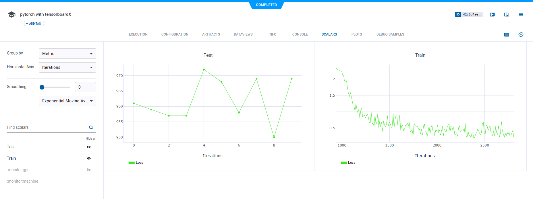 TensorboardX WebApp scalars