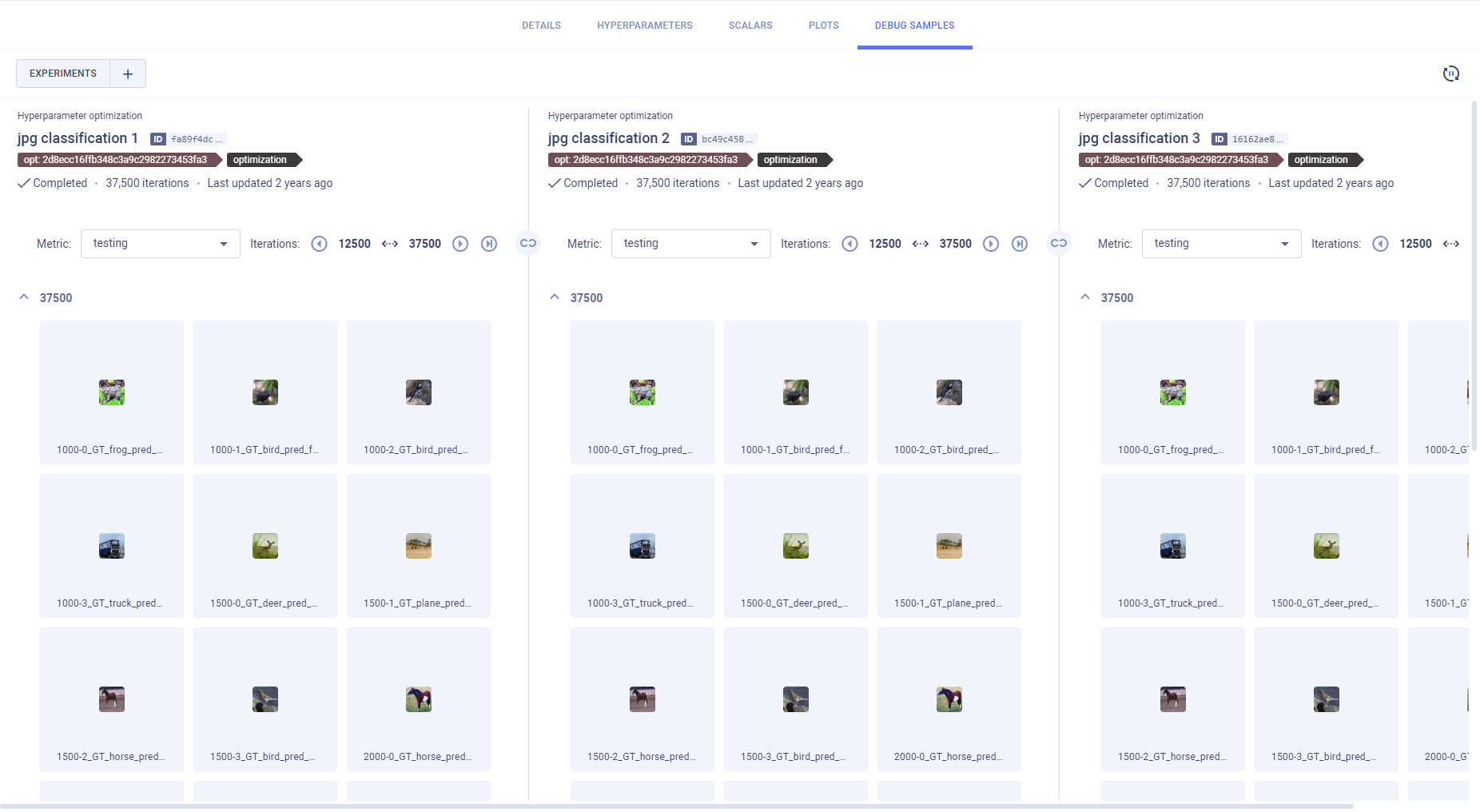 Debug sample comparison