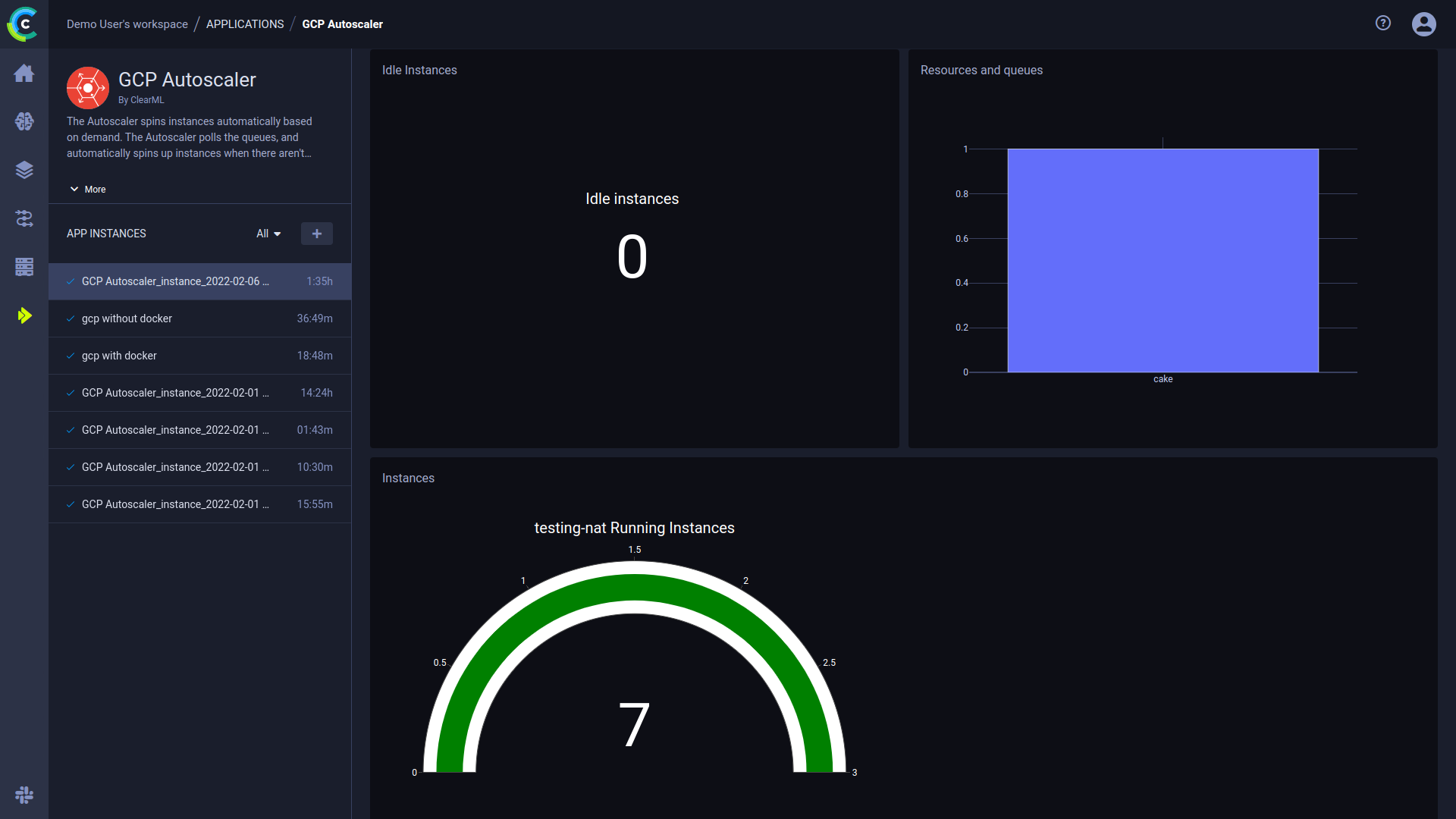 GCP autoscaler dashboard