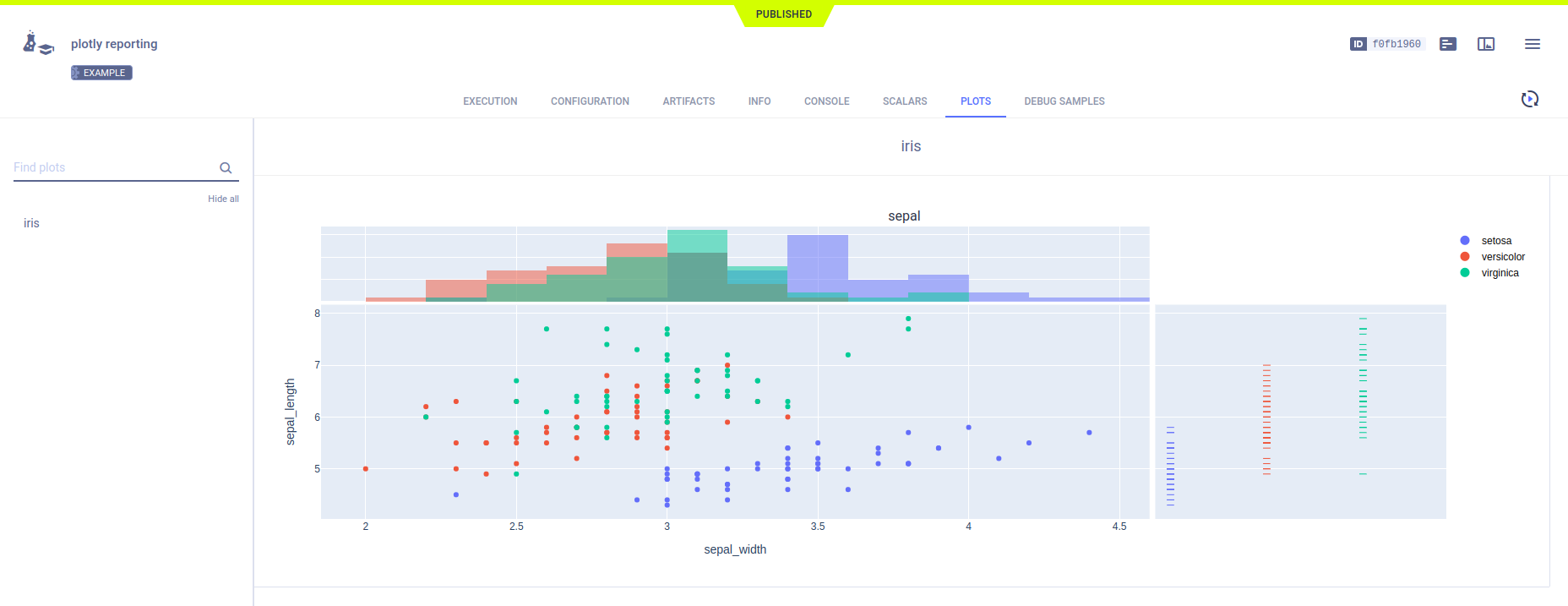 Web UI experiment plots