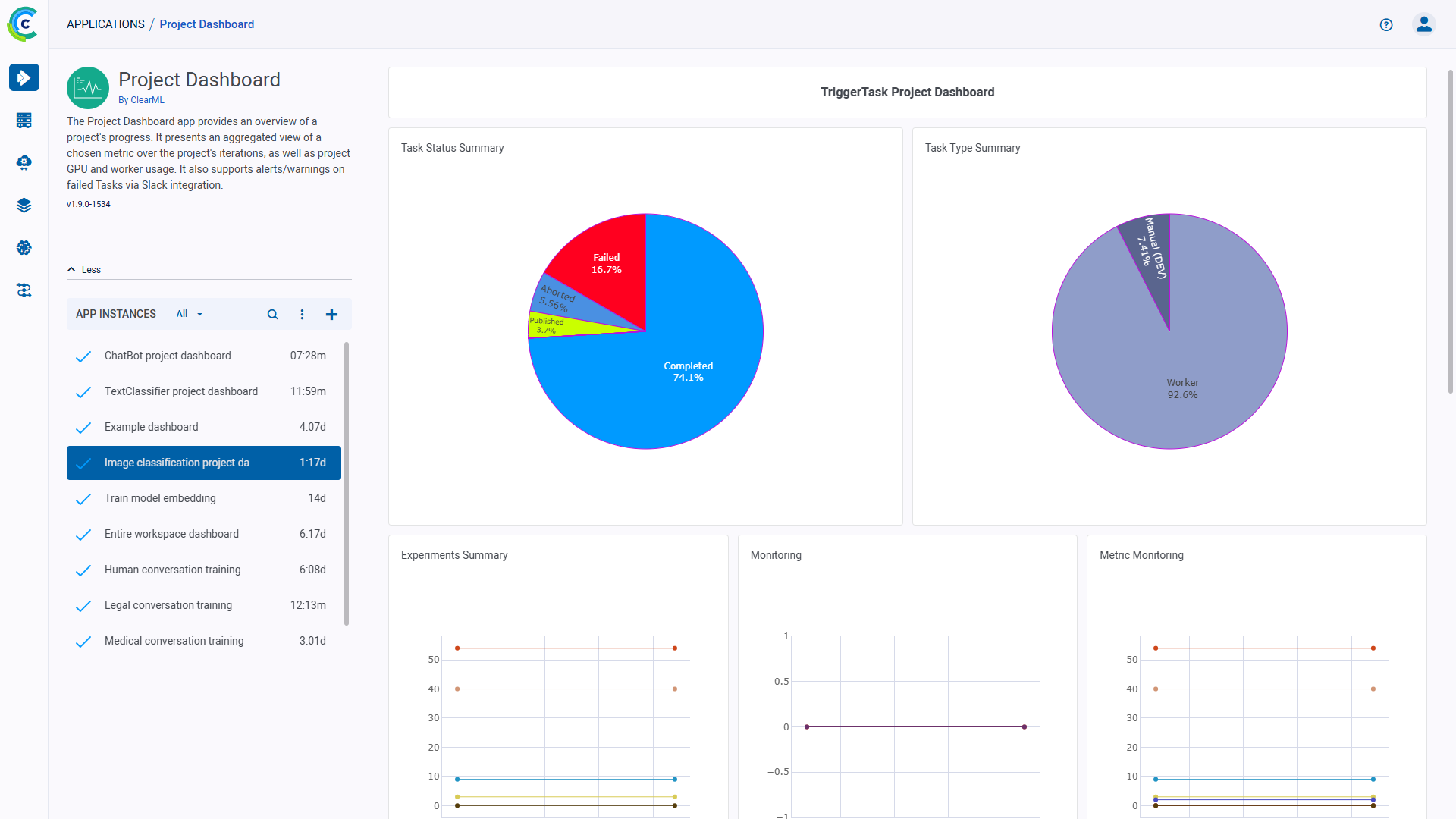 App dashboard