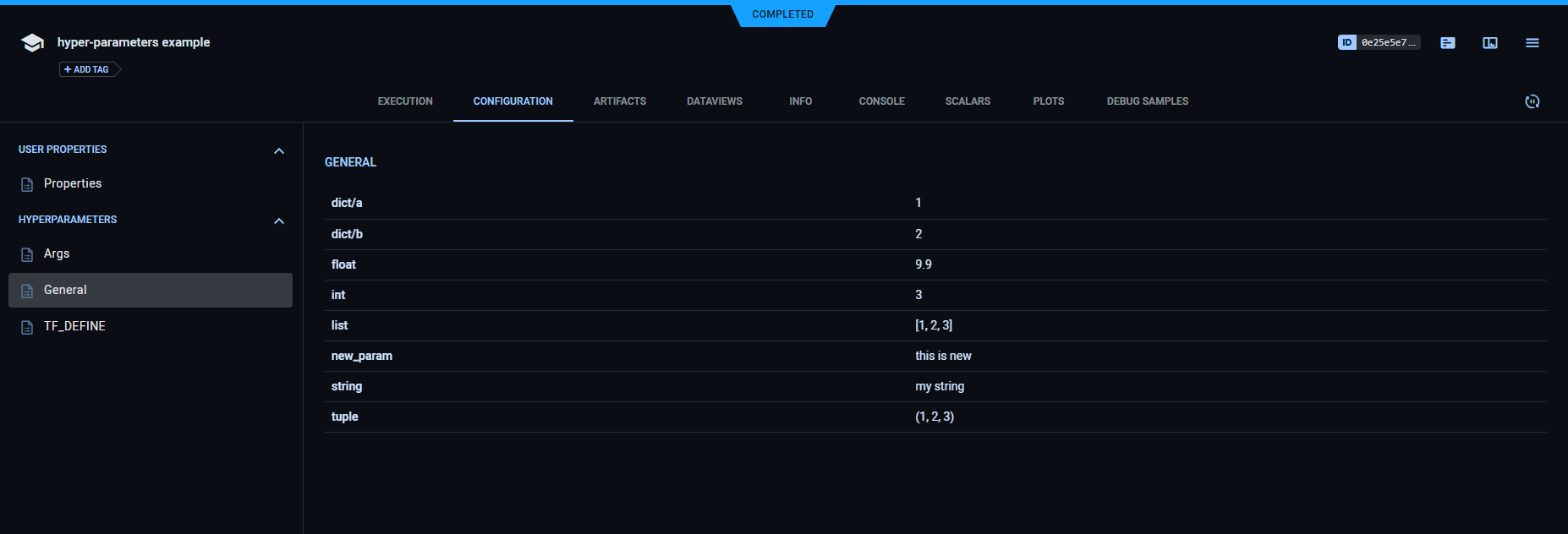 Parameter dictionaries