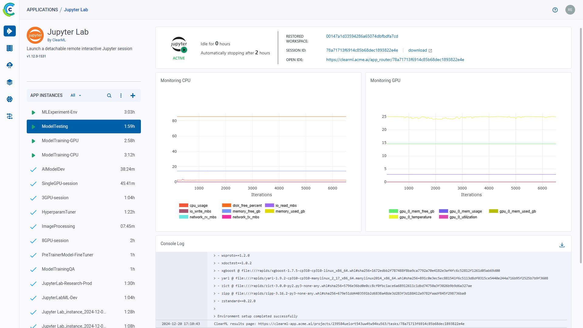 Jupyter Lab Dashboard