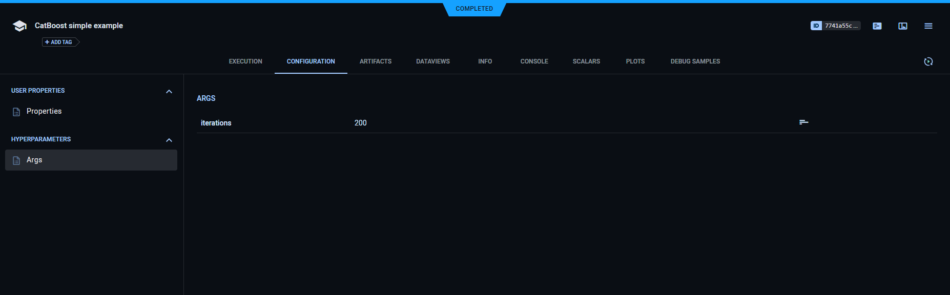 Task hyperparameters