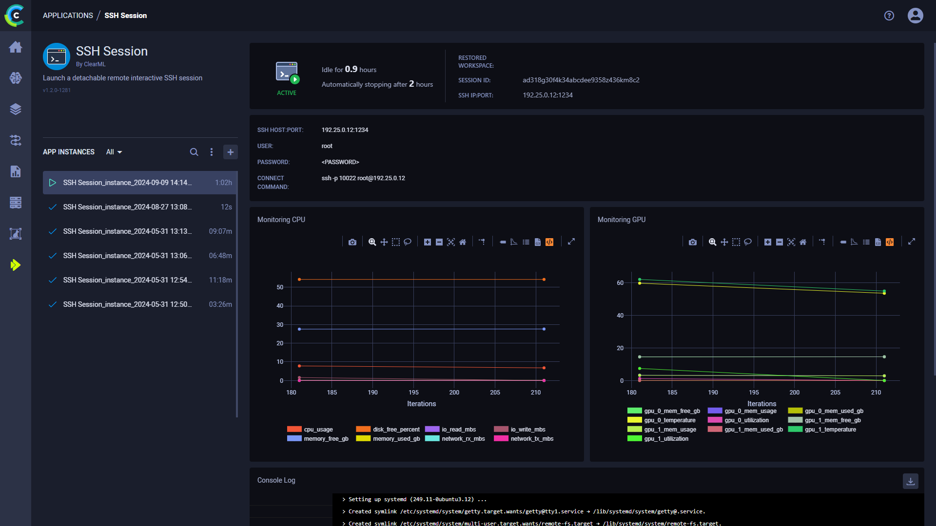 SSH Session Dashboard