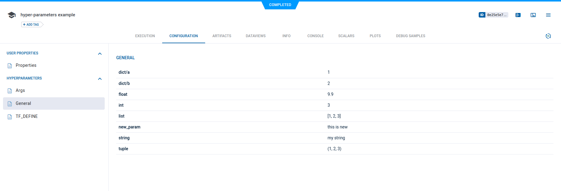 Parameter dictionaries