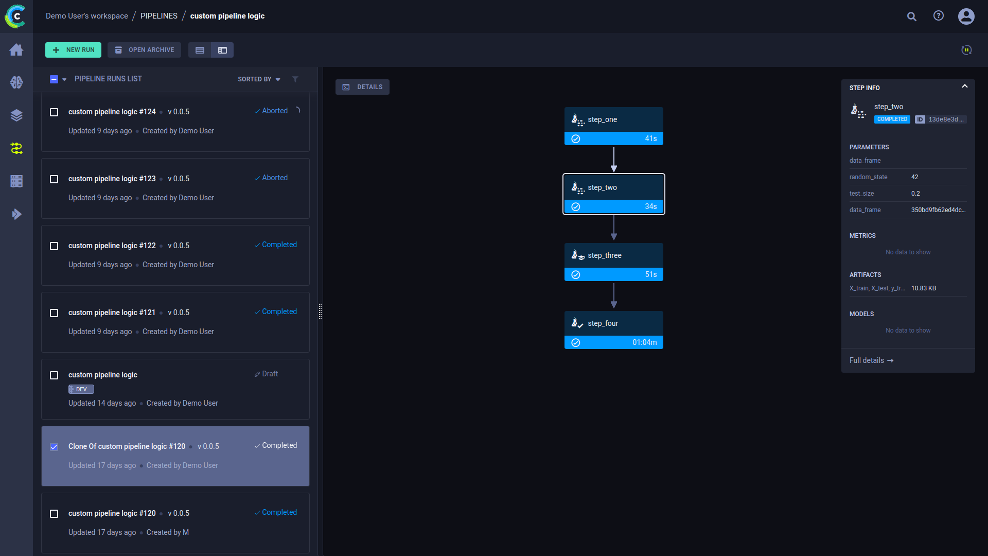 Pipeline step info
