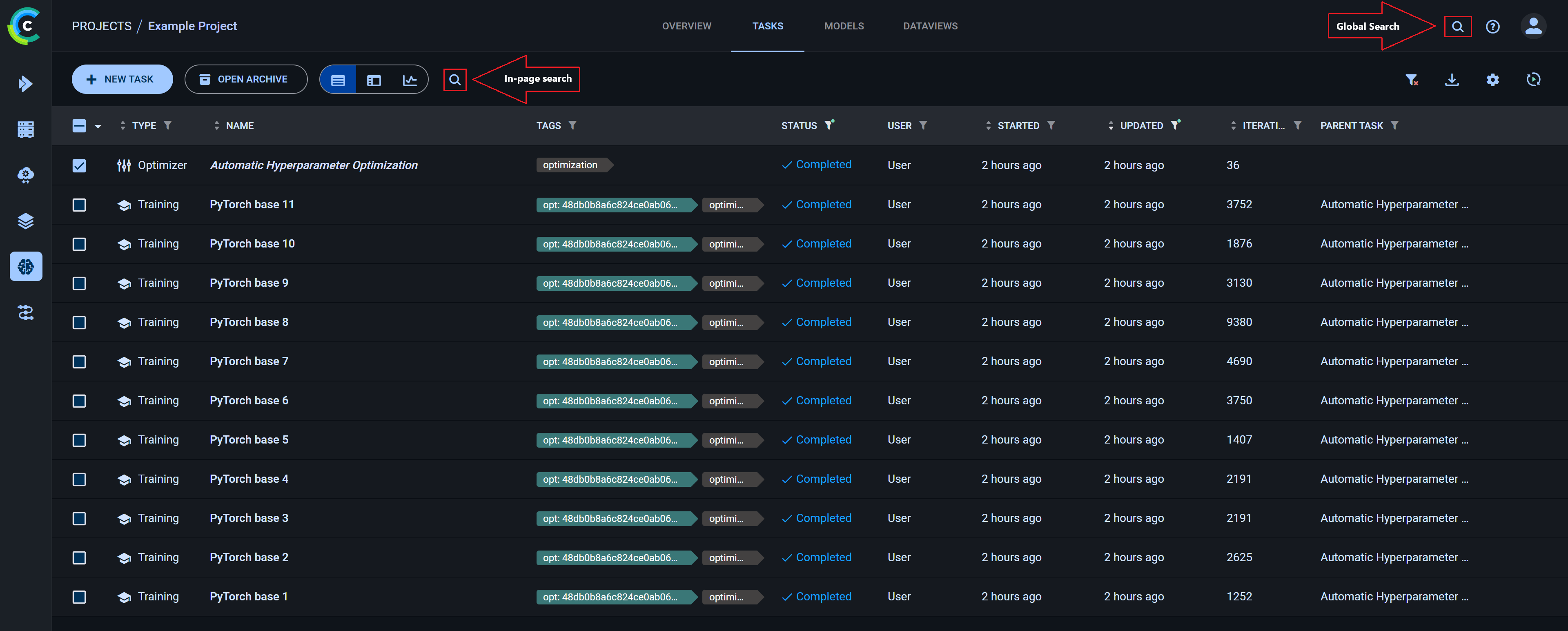 WebApp Search options