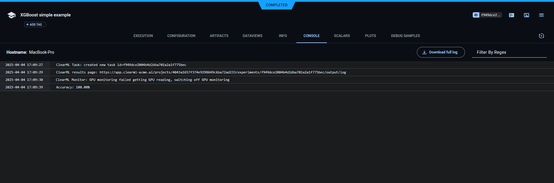 Console log