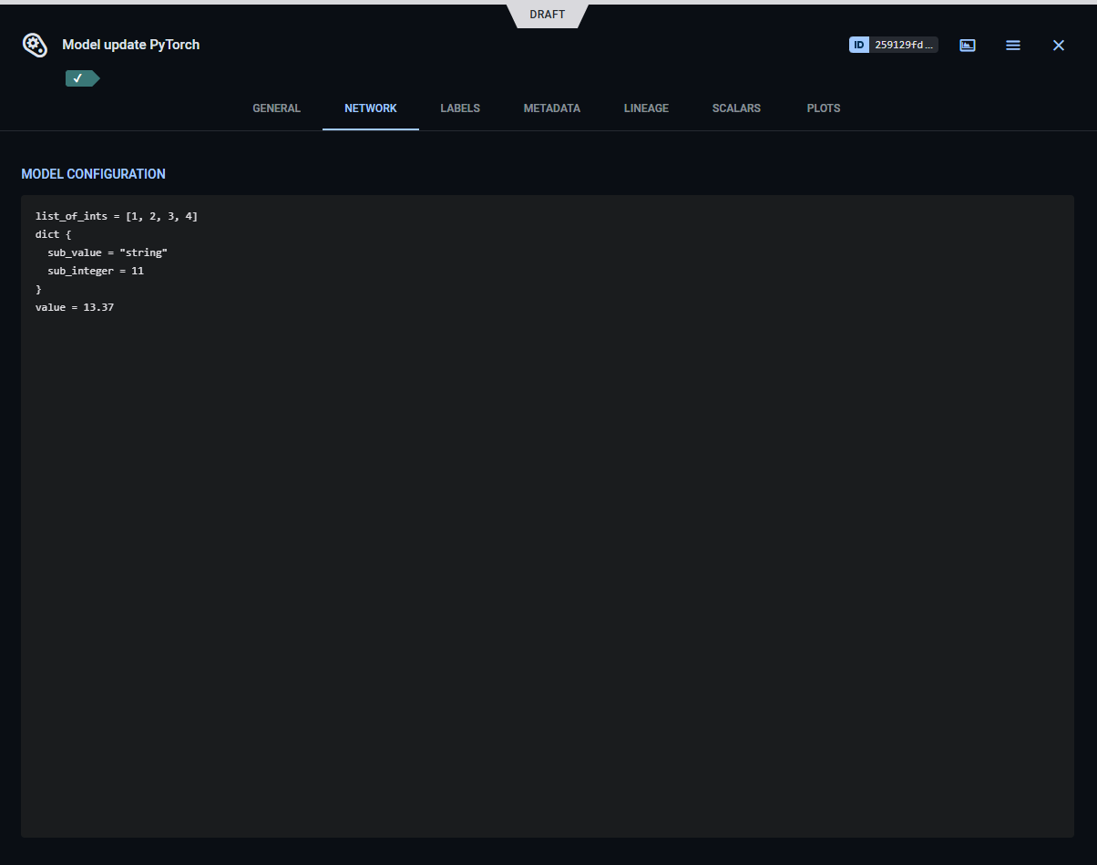 Model network tab