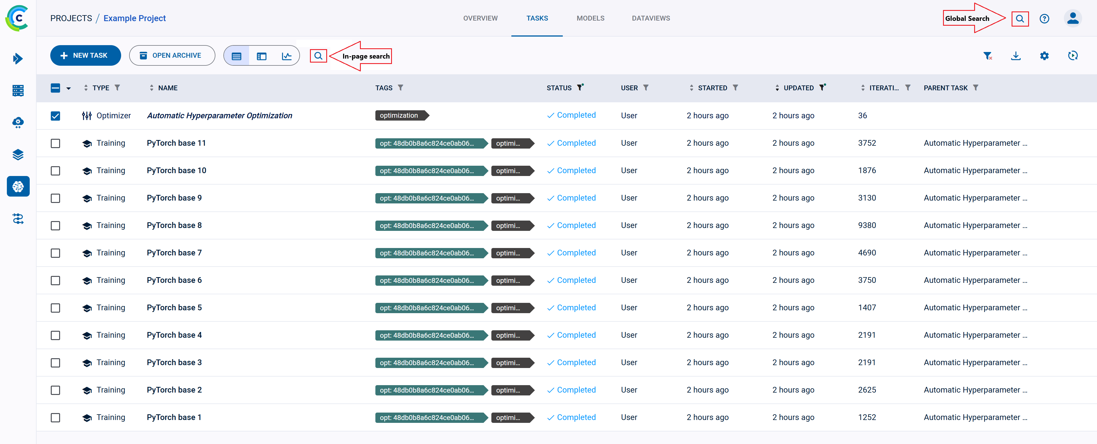 WebApp Search options