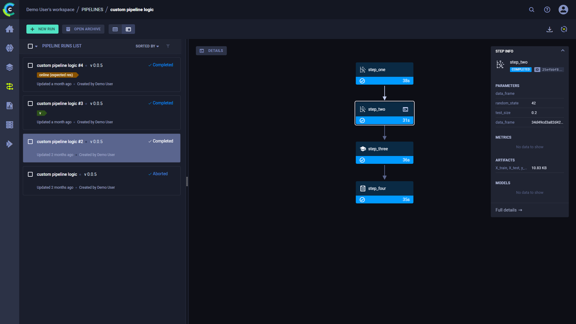 Pipeline step info