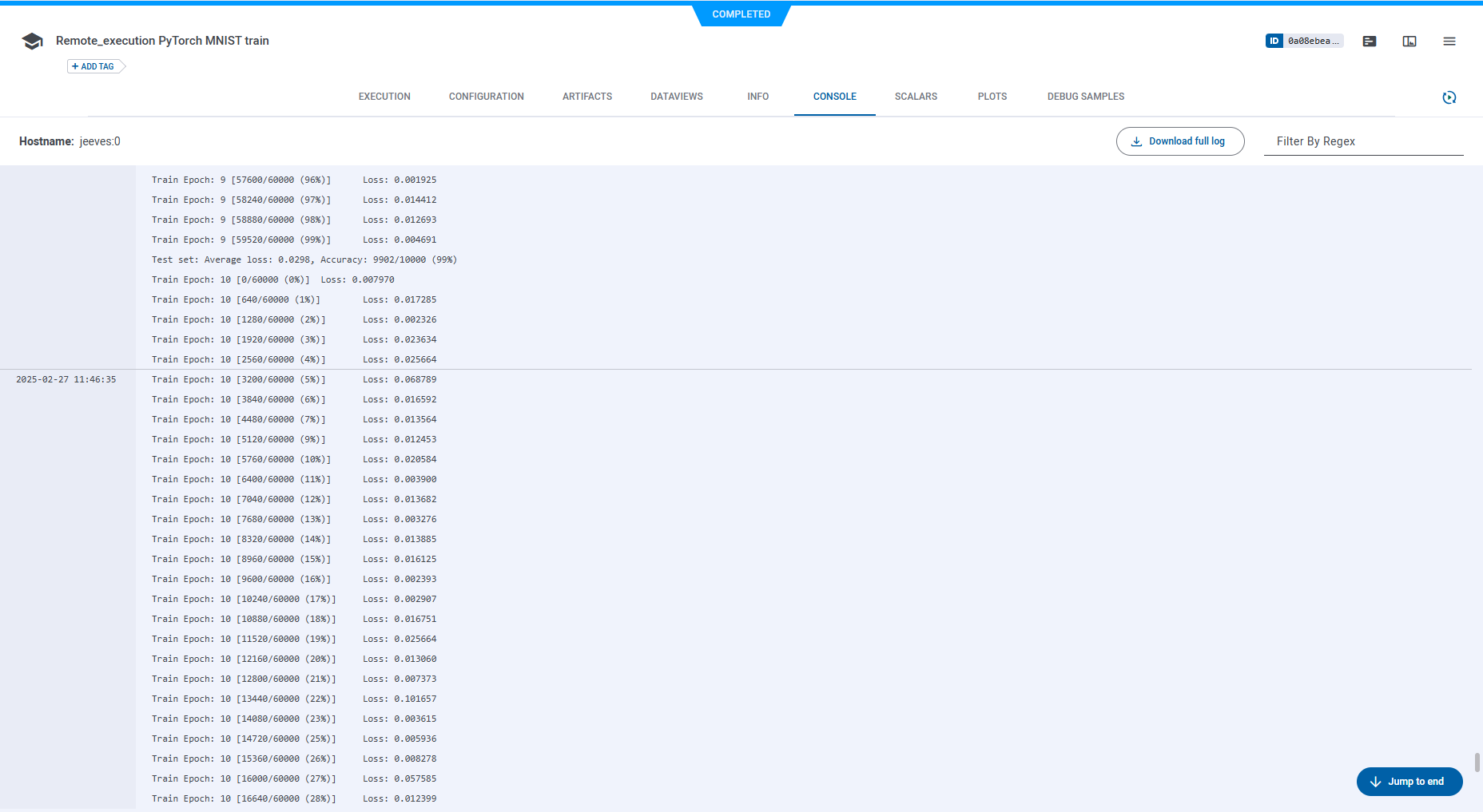 Task console log
