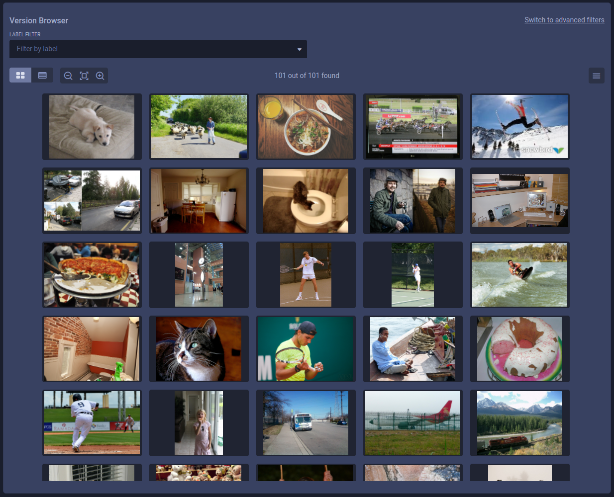 Unfiltered version browser