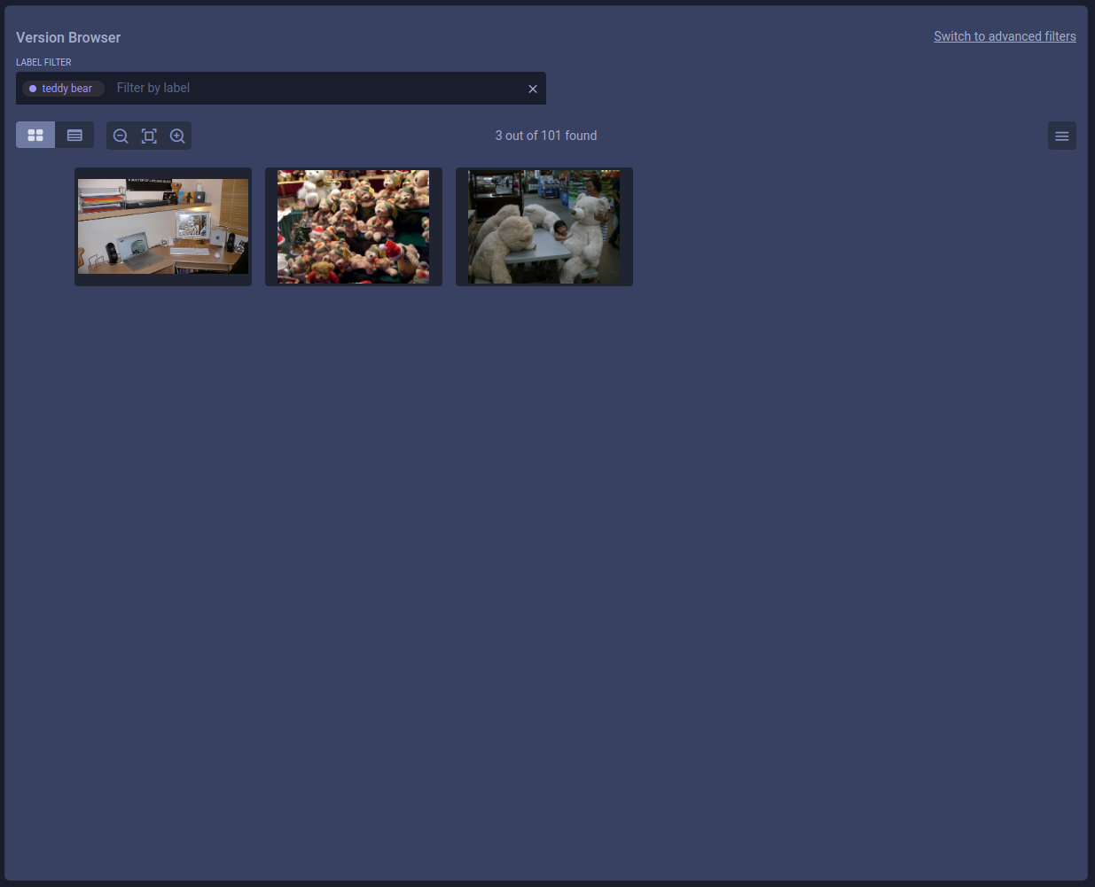 Filtered version browser
