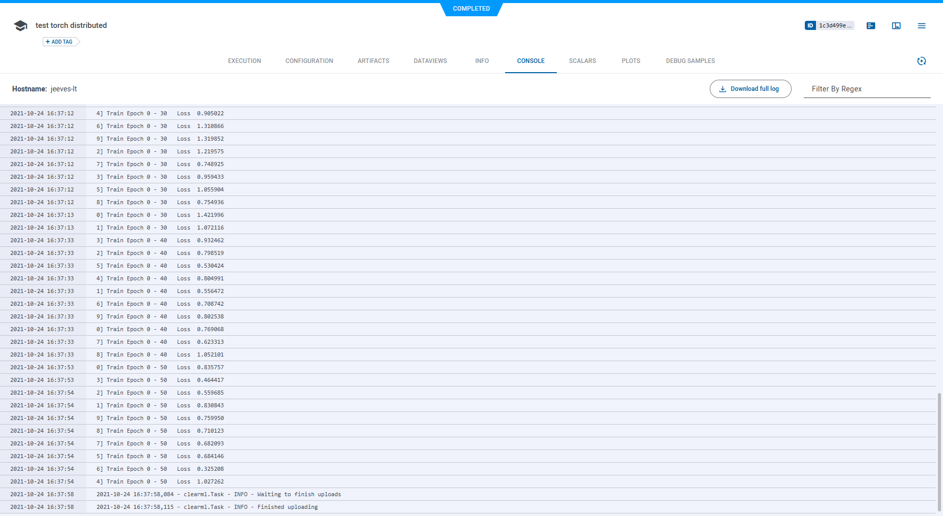 Task console log