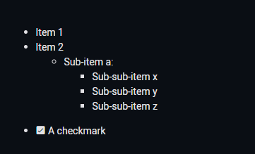 Report unordered list