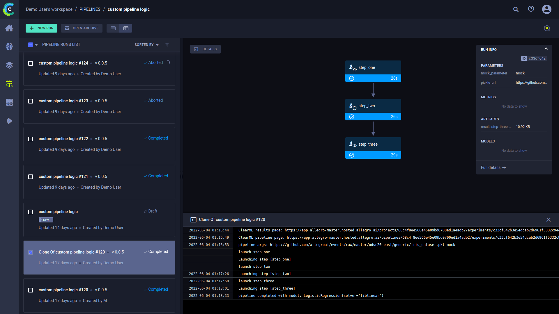 Pipeline console