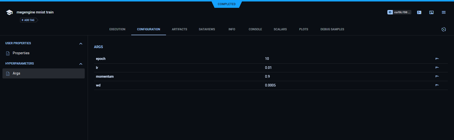 Configuration tab