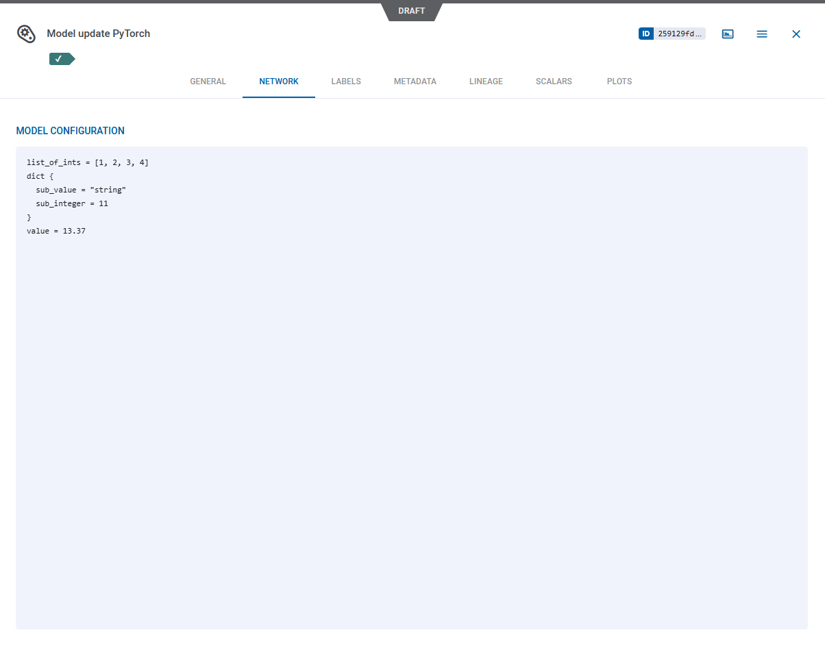 Model network tab