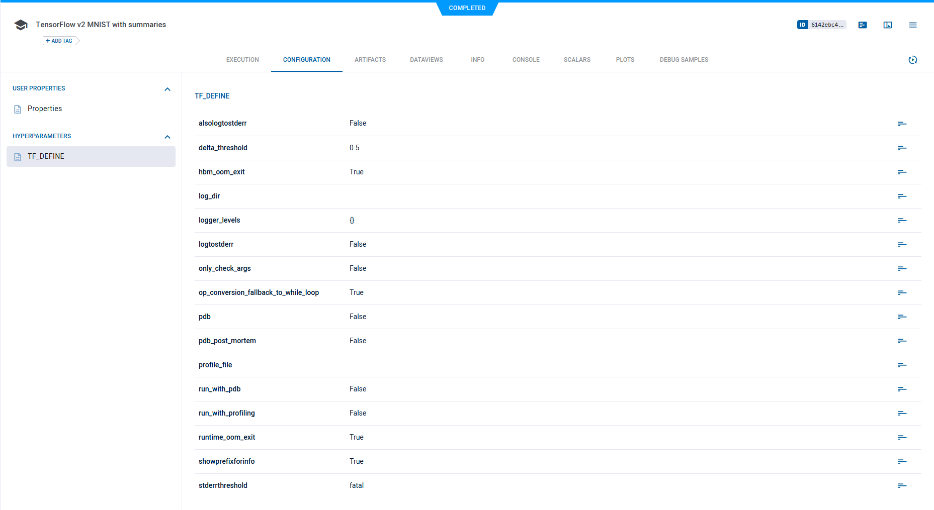 Task hyperparameters