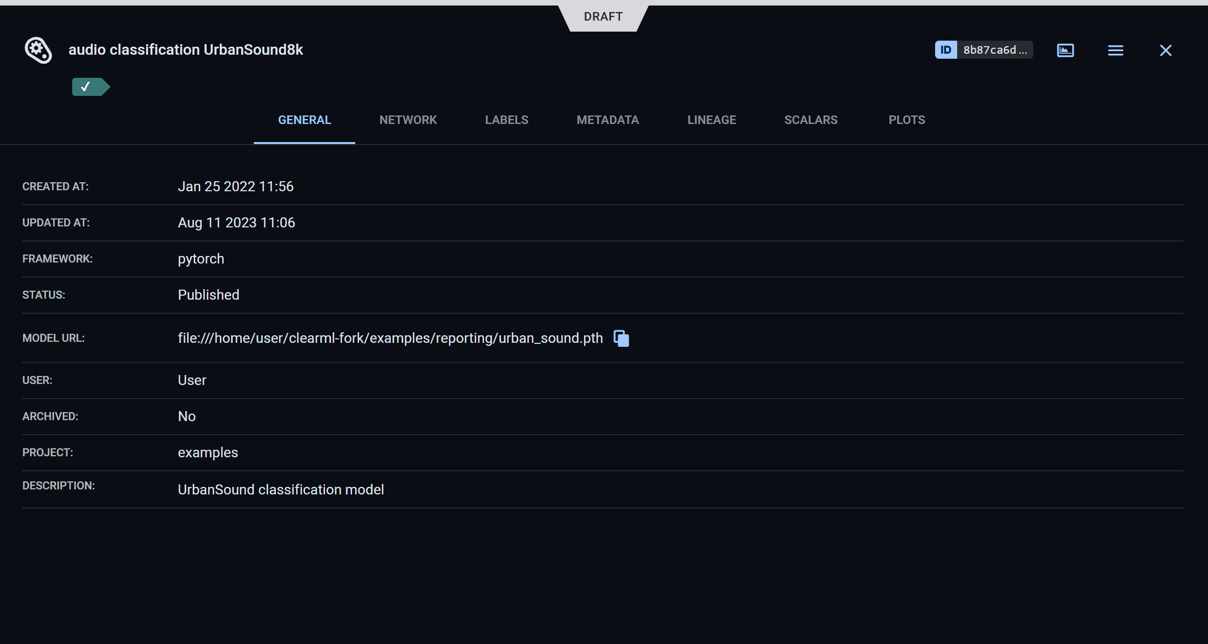 Model general information