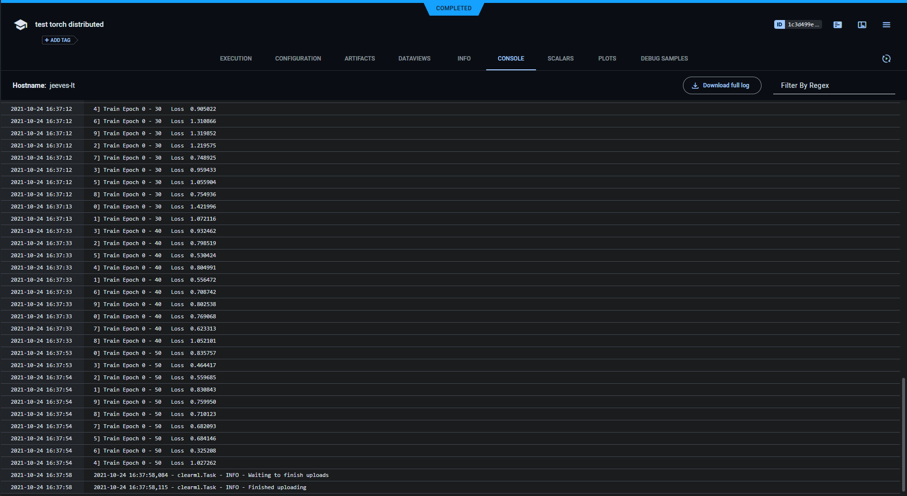Task console log