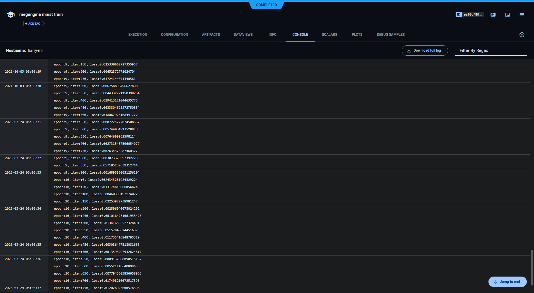 Console tab