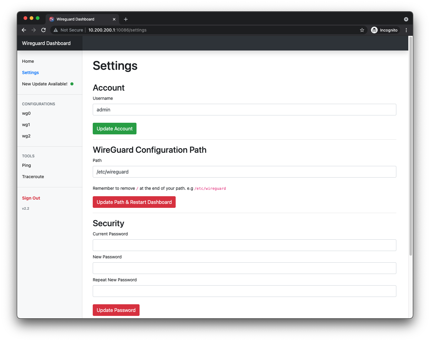 Dashboard Setting